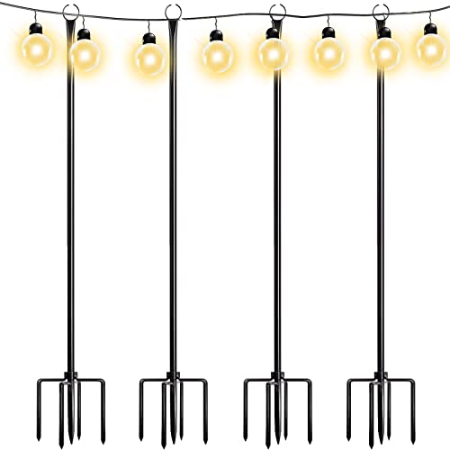 9.4FT Outdoor Metal String Light Pole with 5-Prong Fork Steel Stand U8004