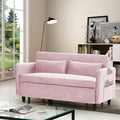 Gray Velvet Convertible Sofa Bed with Pull-Out Bed and Two Pillows F342