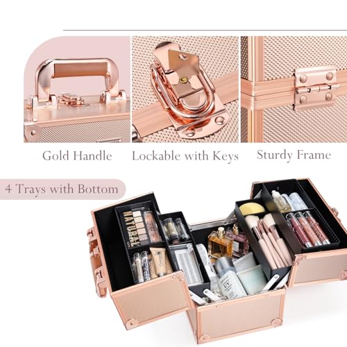 10 Inch Portable Makeup Train Case with Lockable Q494150