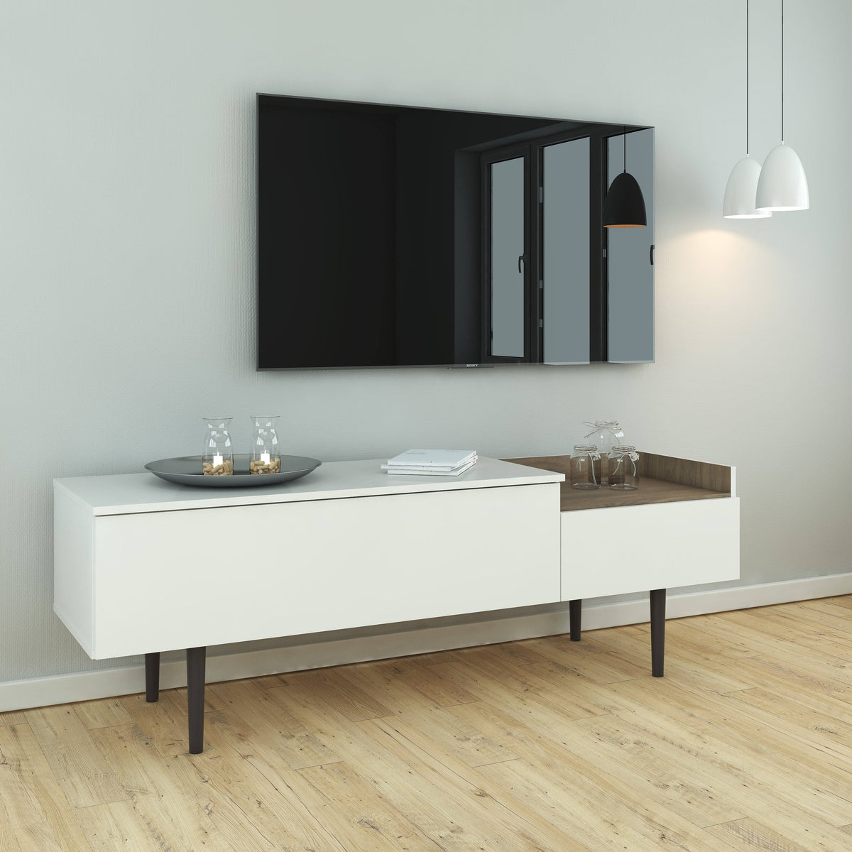 2-Drawer Walnut Black Sideboard K376668