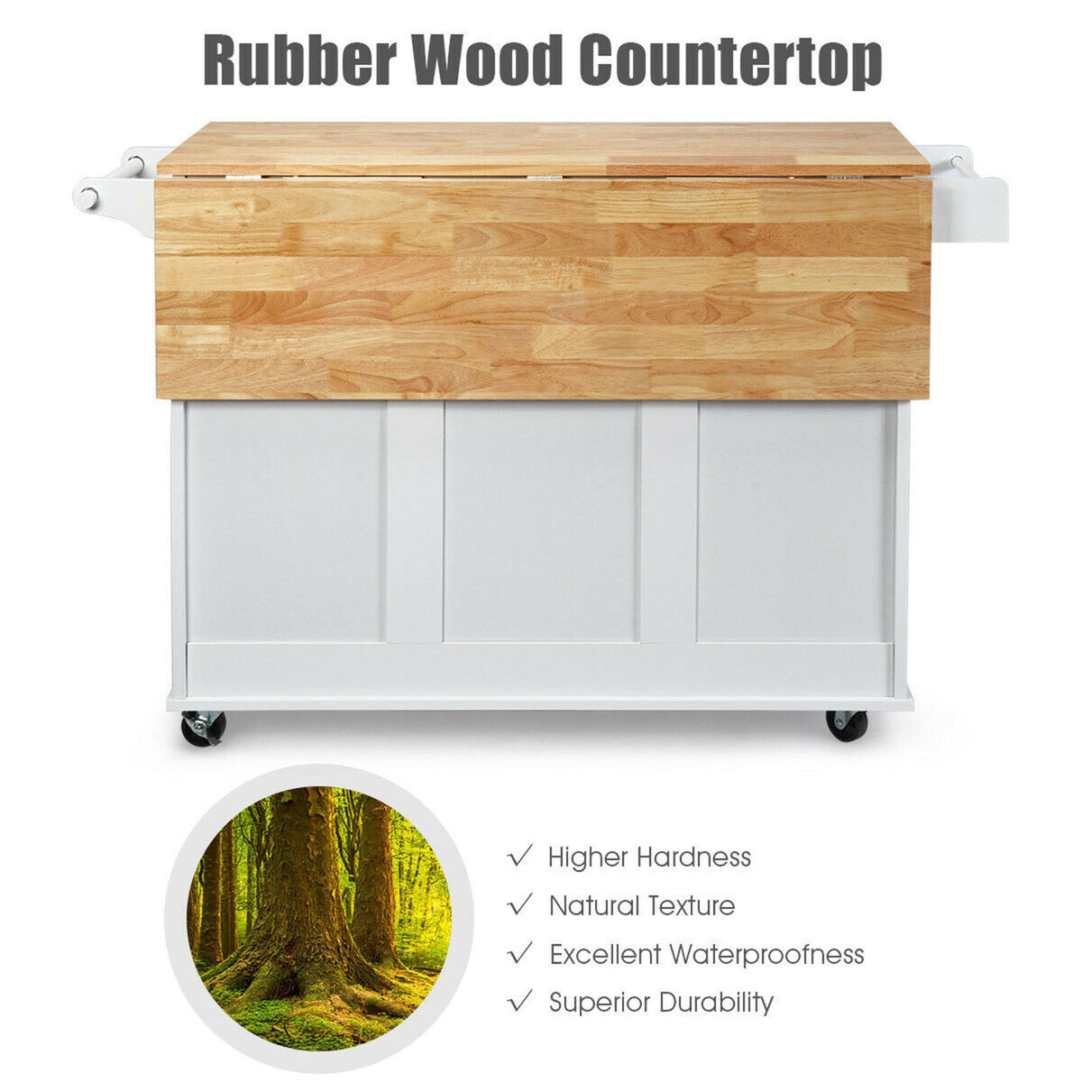 White Drop-Leaf Kitchen Cart S144581