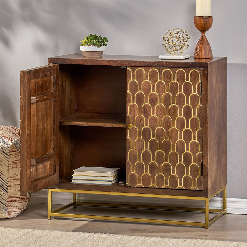 Walnut 2 Door Wooden Cabinet I1860