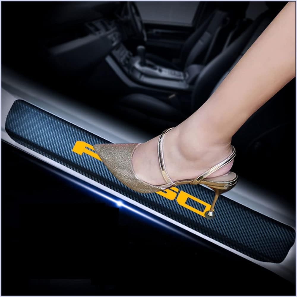 4Pcs Carbon Fiber Car Door Sill Scuff Plate Cover Pink I972432