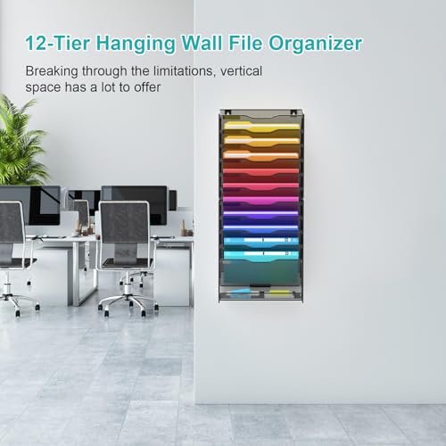 12 Tier Mesh Wall File Organizer Black Y45880