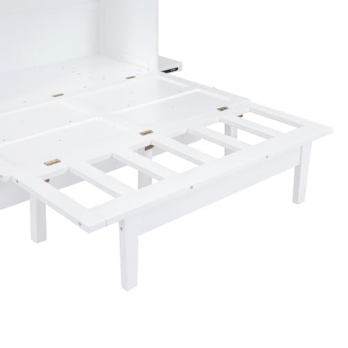 Queen Size Solid Wood Murphy Bed with USB Port and Removable Shelves S56377