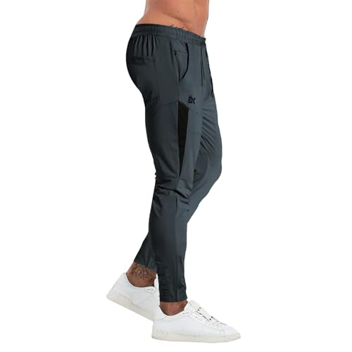 Mens Tapered Gym Joggers Lightweight Quick Dry Athletic Running Pants with Pockets T325504