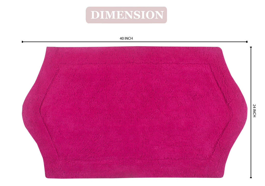 100% Cotton Tufted Bath Rug, 24"x40" Rectangle, Hot Pink C914