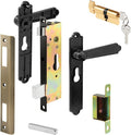 Steel and Diecast Security Door Keyed-Locking Mortise Handle Set, 6-3/4 Inch Mounting Hole Centers, Black, Set of 1 P8877