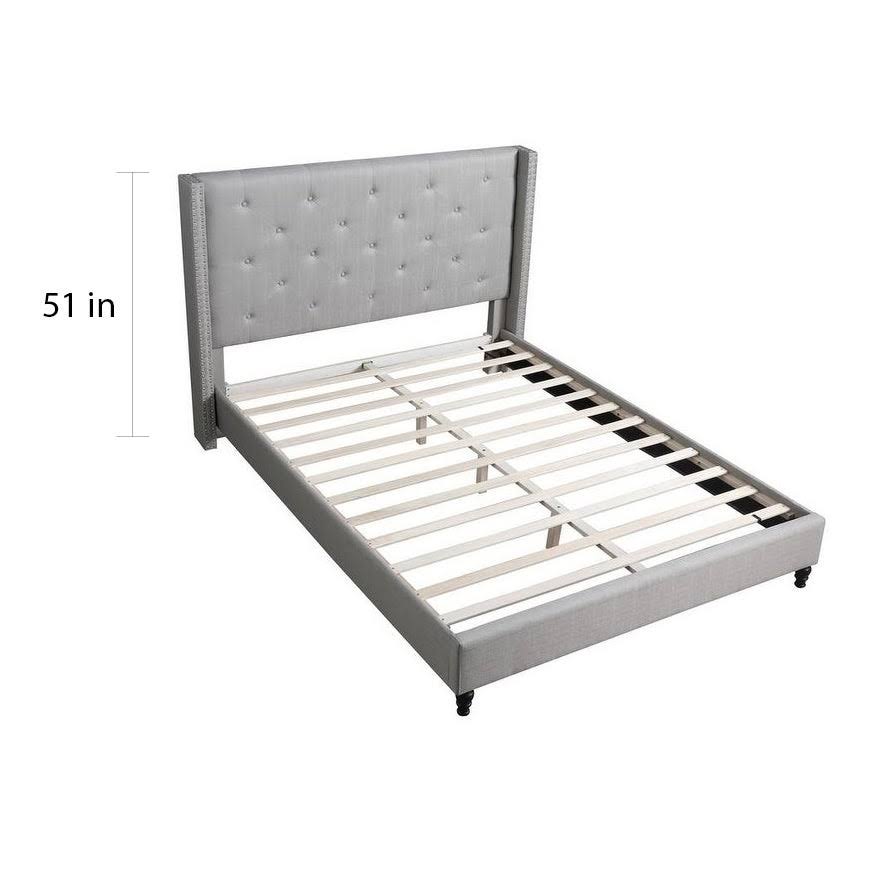 Black Linen Blend Queen Platform Bed C179