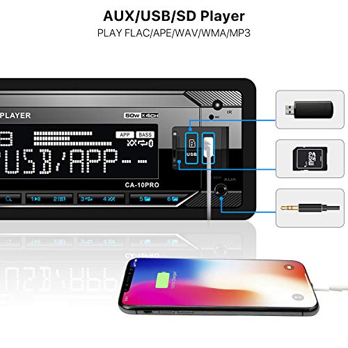 Single Din Bluetooth Car Stereo with Dual USB SD AUX FM AM Radio Receiver C16469