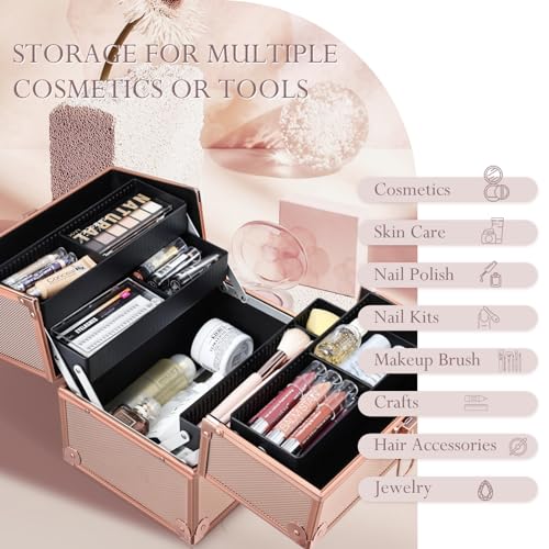 10 Inch Portable Makeup Train Case with Lockable Q494150