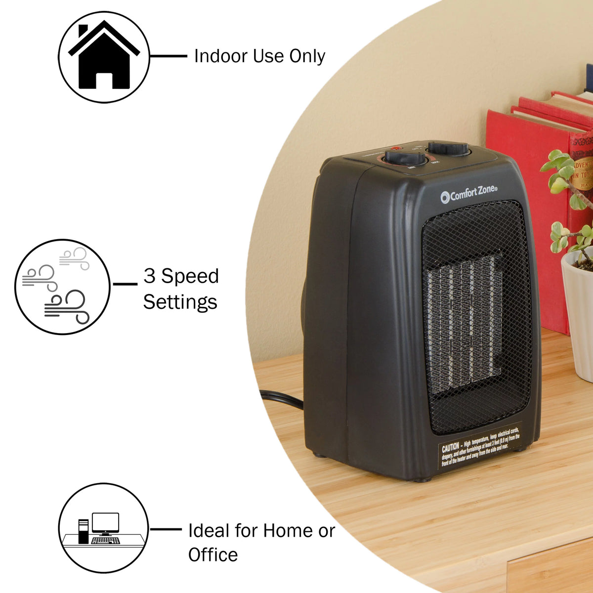 Black Ceramic Electric Portable Heater G8495