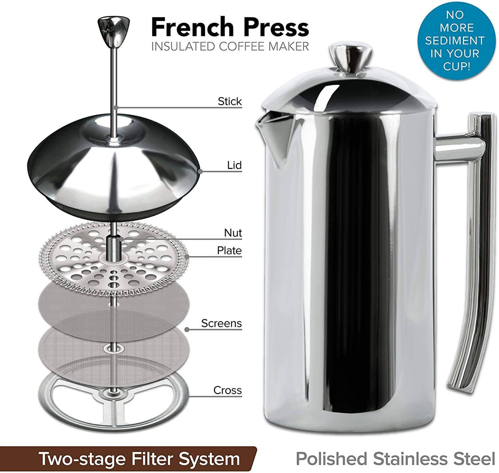 Double Wall Stainless Steel French Press Coffee Maker O6348