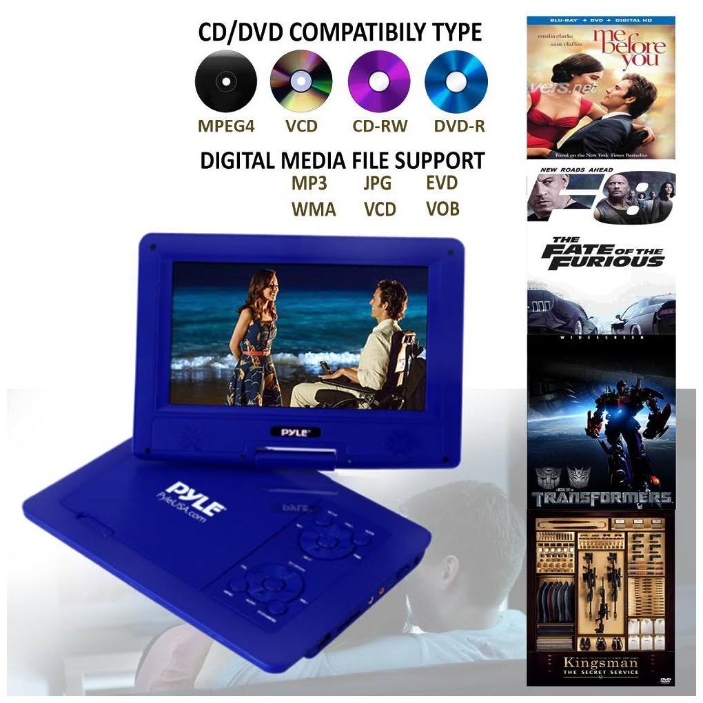 9x22 Portable CD/DVD Player with Built-In Battery (Blue) S638