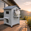 Grey Plastic 2 Story Elevated Cat Shelter with Escape Door M754