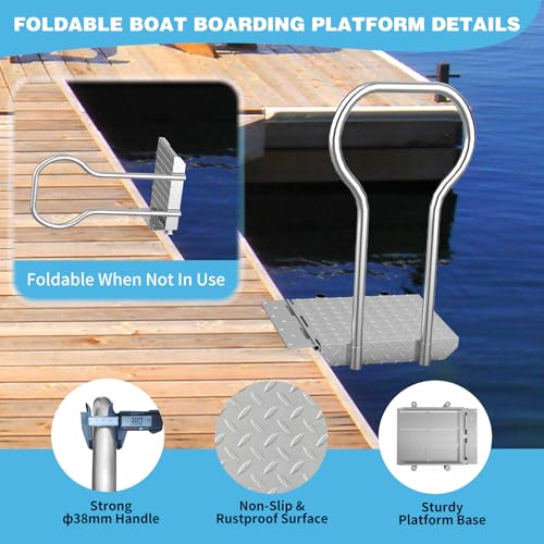 Foldable Dock Boarding Platform with Handrail Y454754