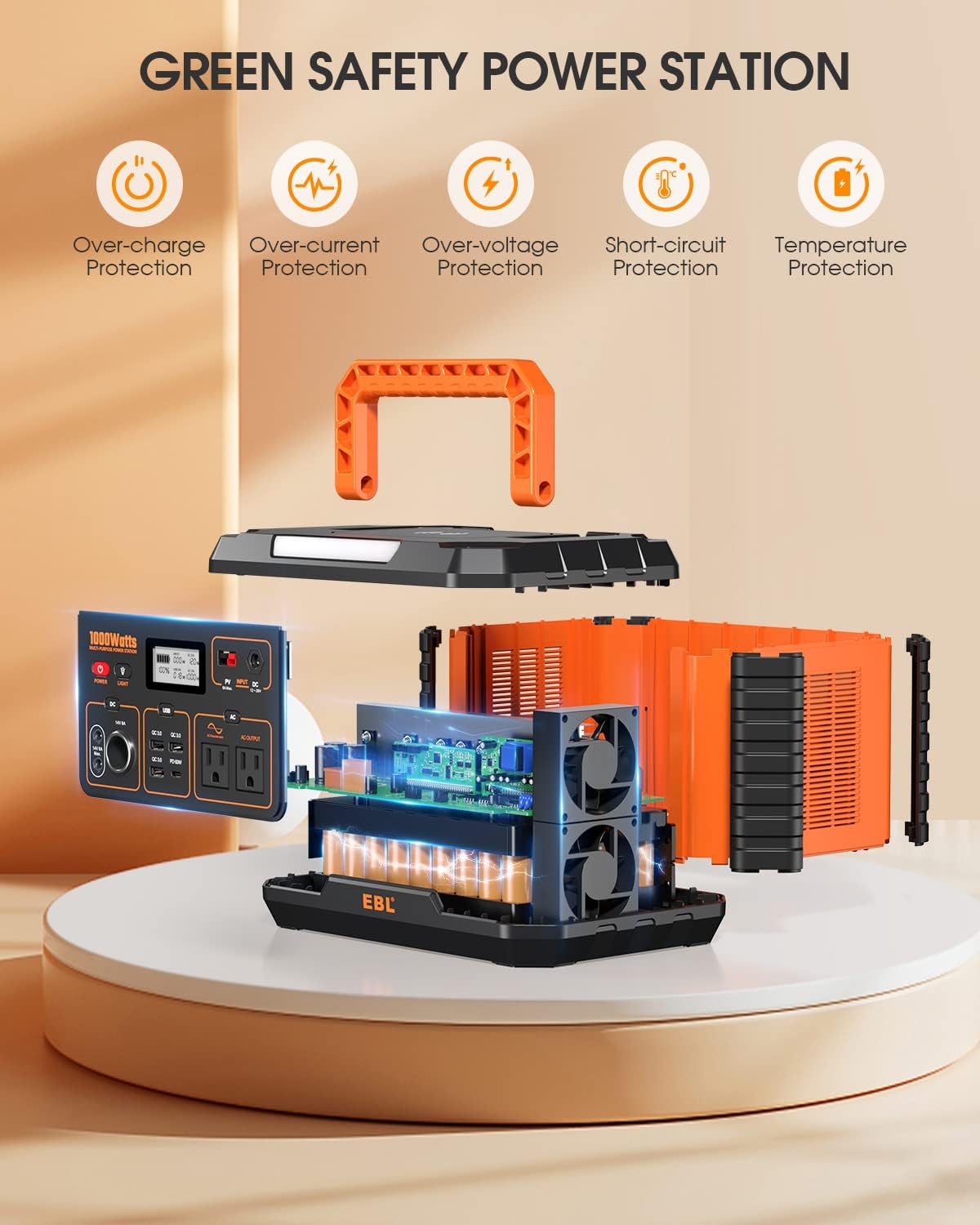 1000W Solar Generator with 200W Portable Solar Panel Power Station Backup Battery Pack E939804