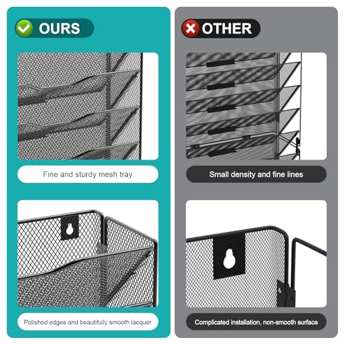 12 Tier Mesh Wall File Organizer Black Y45880