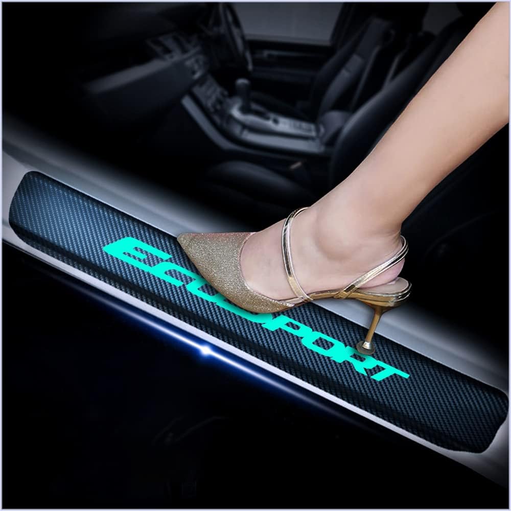 4Pcs Carbon Fiber Car Door Sill Scuff Plate Cover Pink I972432