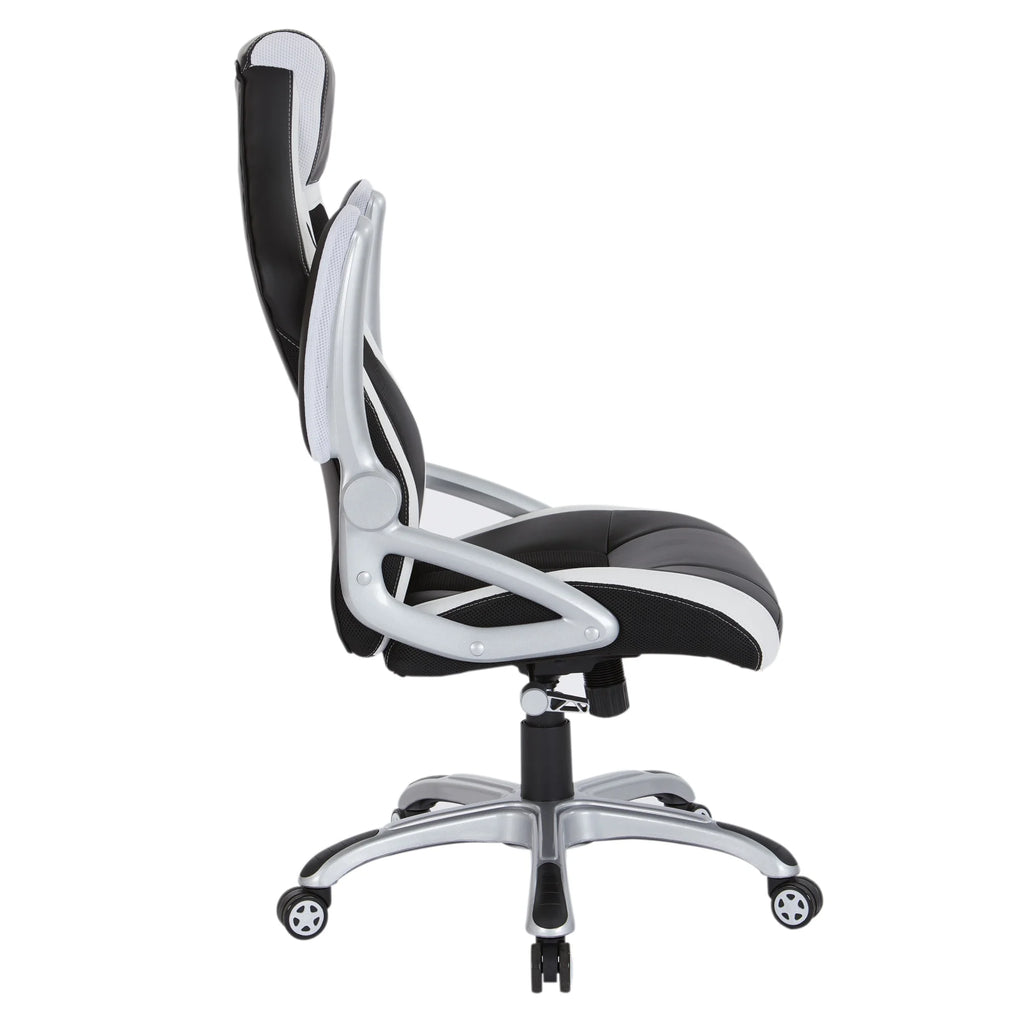 Black Chair with White Trim and Silver Base M8238