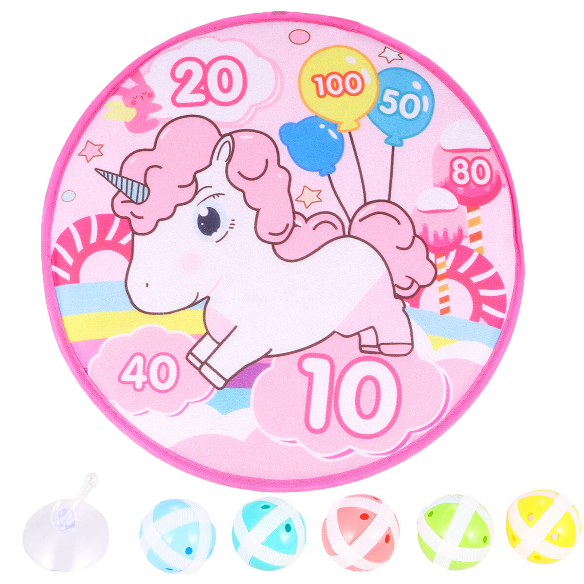 1 Set of Sucker Ball Kids Shooting Sticky Toy Cartoon Round Cloth Dart Board Toy Assorted Color T70906