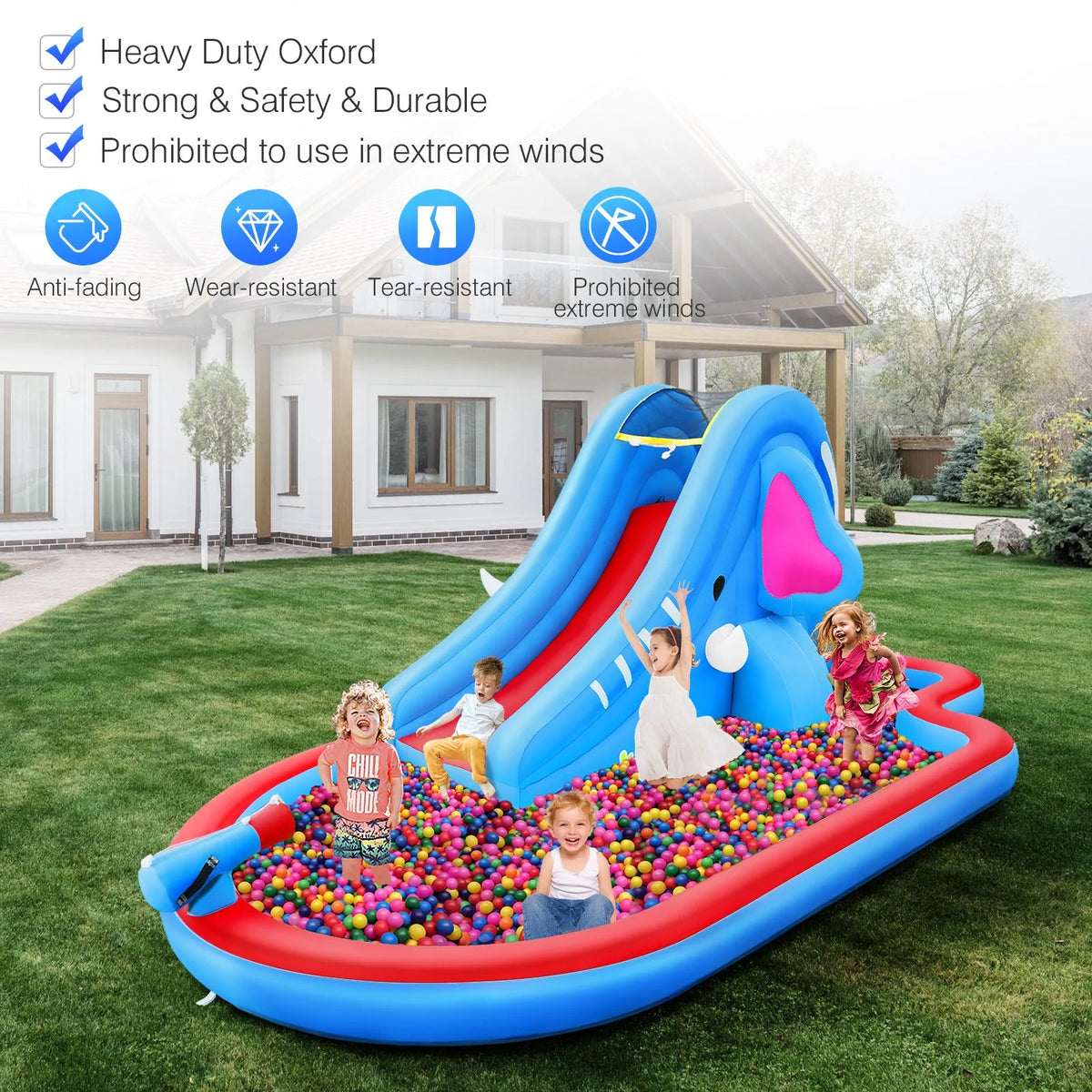 Inflatable Water Slide Kids Pool with Blower H69402