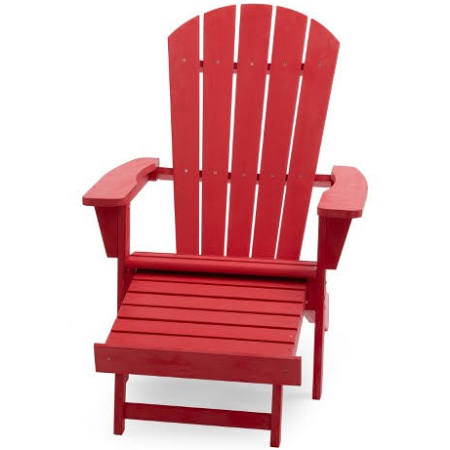 White Oversized Adirondack Chair with Pullout Ottoman K122421