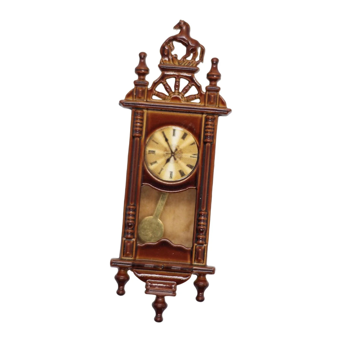 Brown Wooden Dollhouse Wall Clock Playset N931140