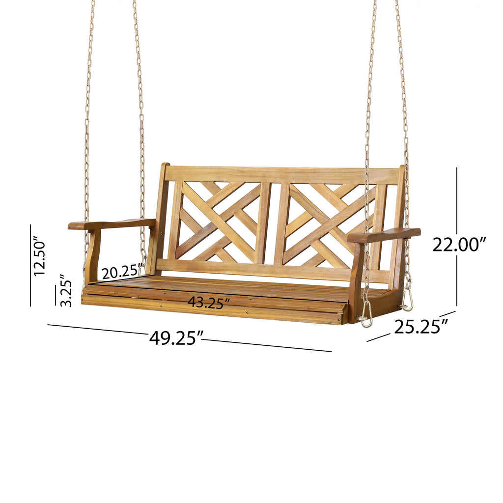 Acacia Wood Outdoor Hanging Porch Swing L391