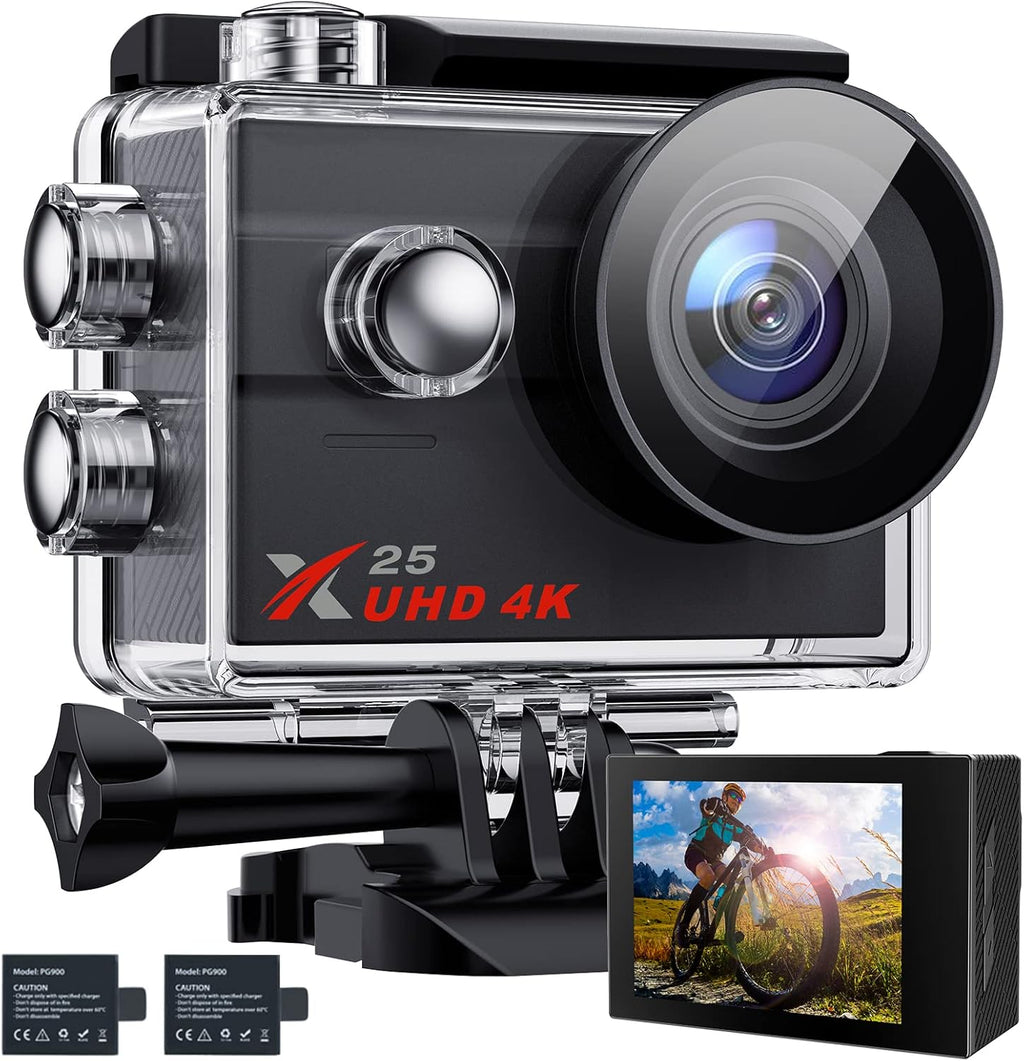 4K Waterproof Action Camera with 2 Batteries and Accessories Pack of 2 Z6570