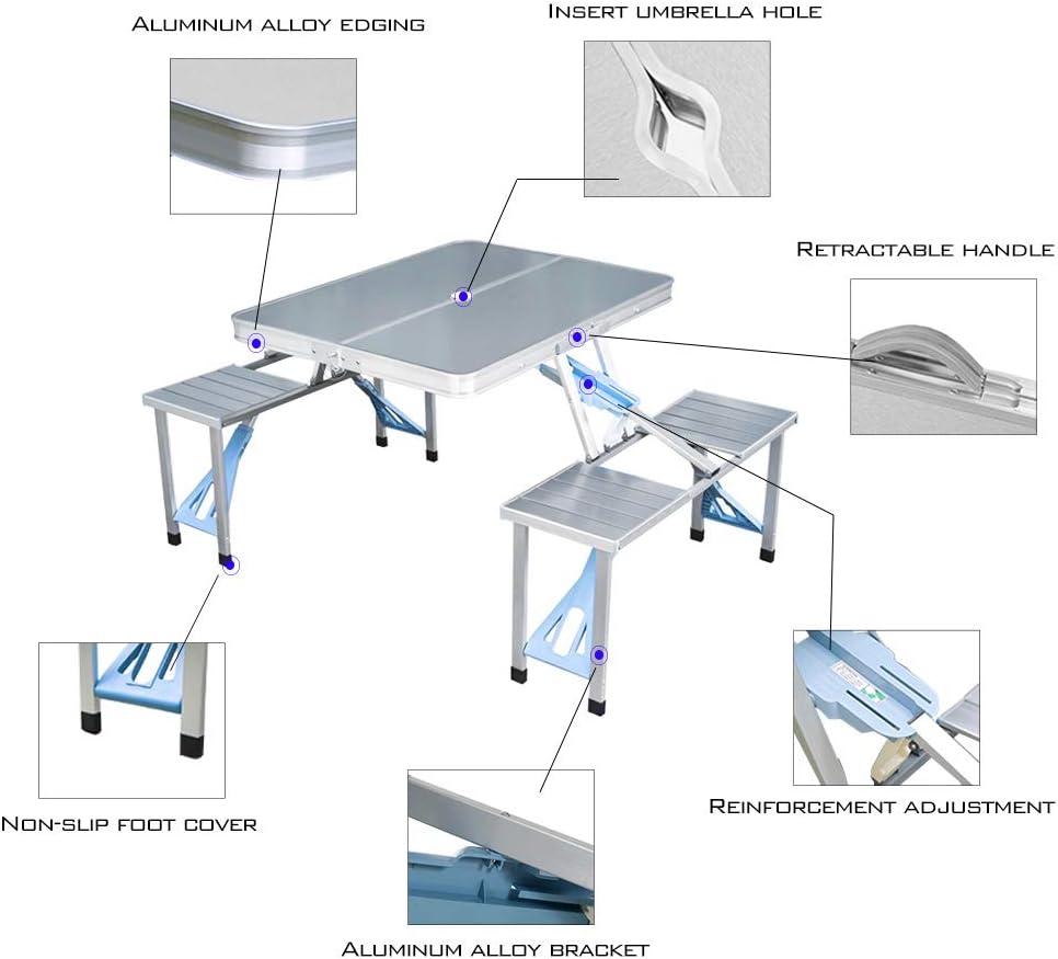 Aluminum Alloy Folding Picnic Table with 4 Seats O926