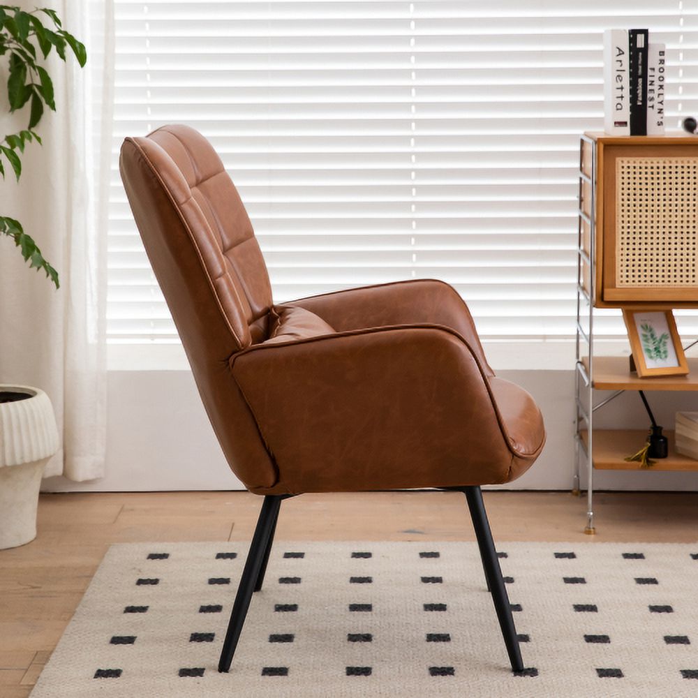 Bonded Leather High Back Accent Chair with Metal Legs J353