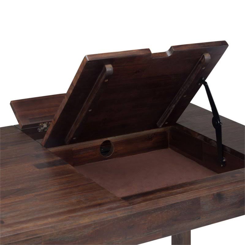 Solid Wood Computer Desk in Distressed Charcoal Brown C434846