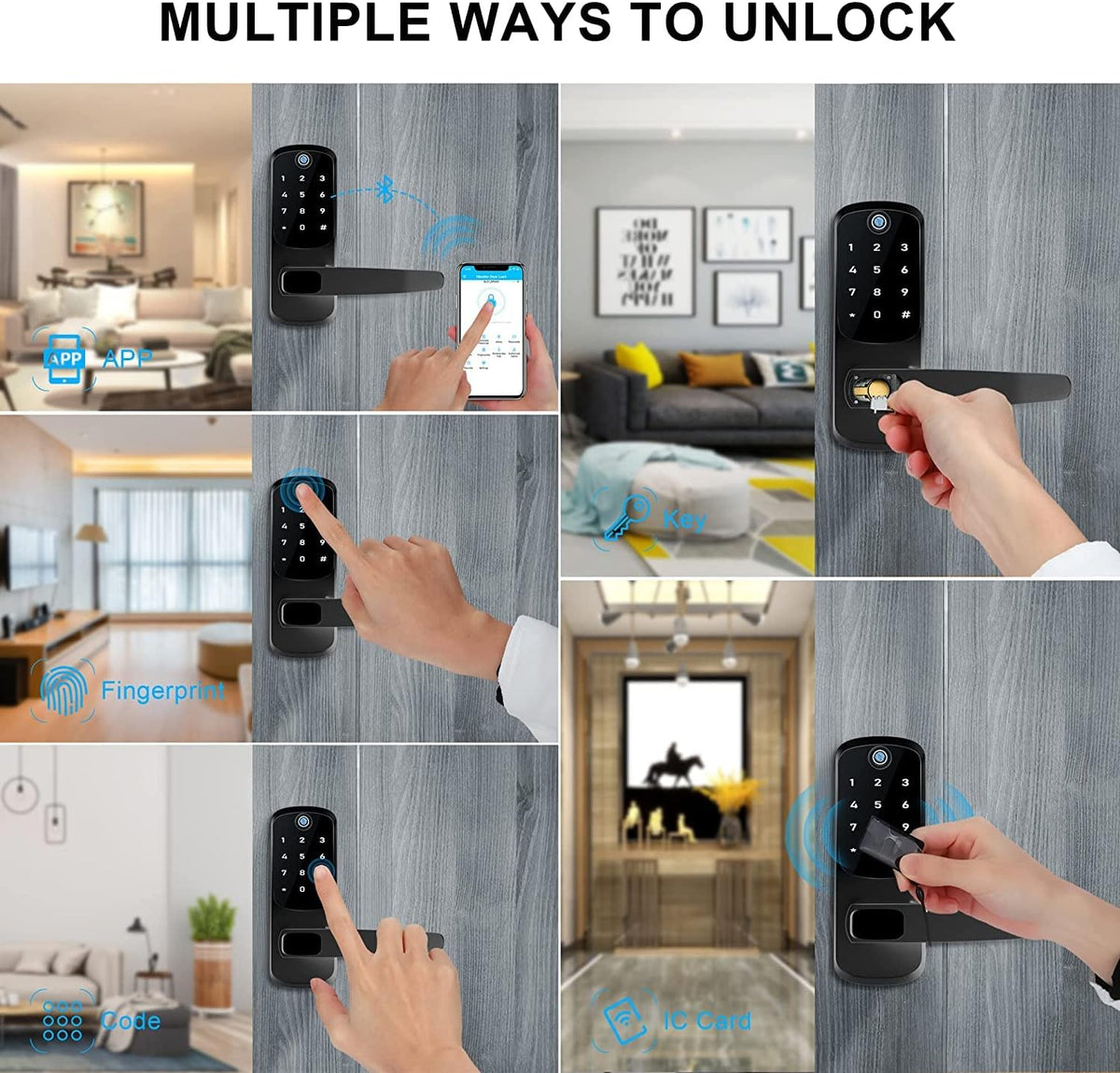 Keyless Entry Smart Door Lock with Keypad, Black S4583