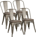 White Metal Stackable Dining Chair Set of 4 M14983