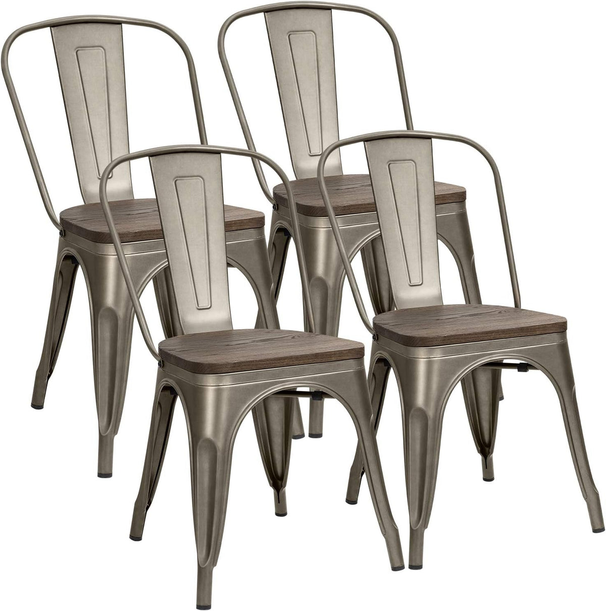 White Metal Stackable Dining Chair Set of 4 M14983