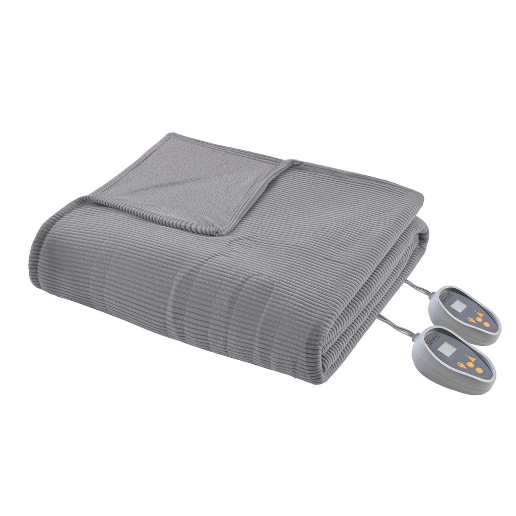 Queen Grey Microfleece Electric Heated Blanket W52789