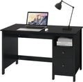 Black Wood Writing Desk with Storage Cabinet and Drawers N507