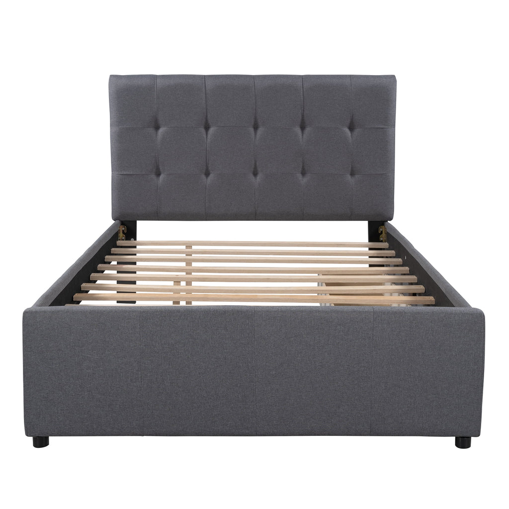 Full Size Upholstered Platform Bed with Two Storage Drawers H5384