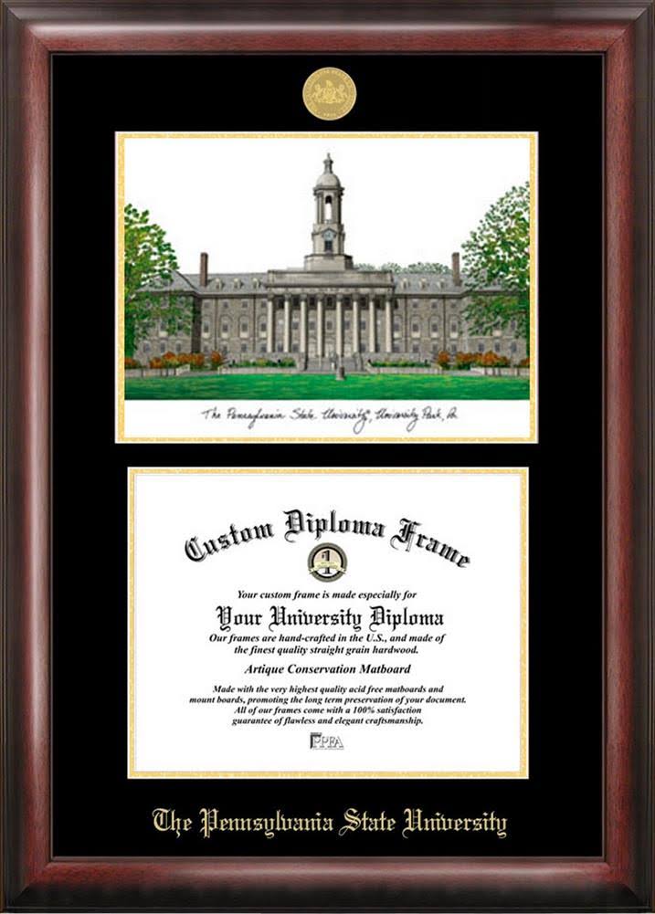 Gold Embossed Diploma Frame with Campus Images Lithograph A712523
