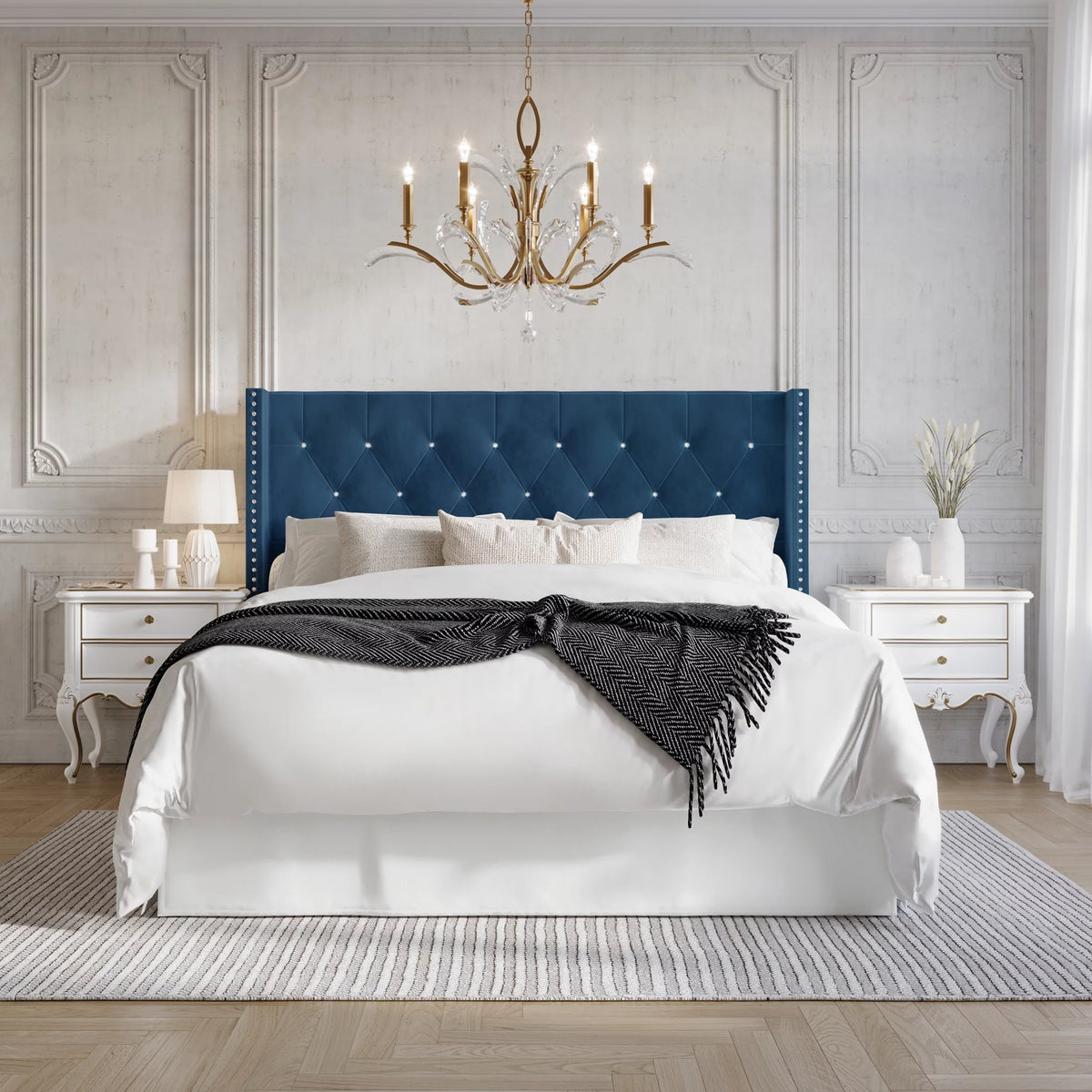 Black Velvet Upholstered Bed Z302