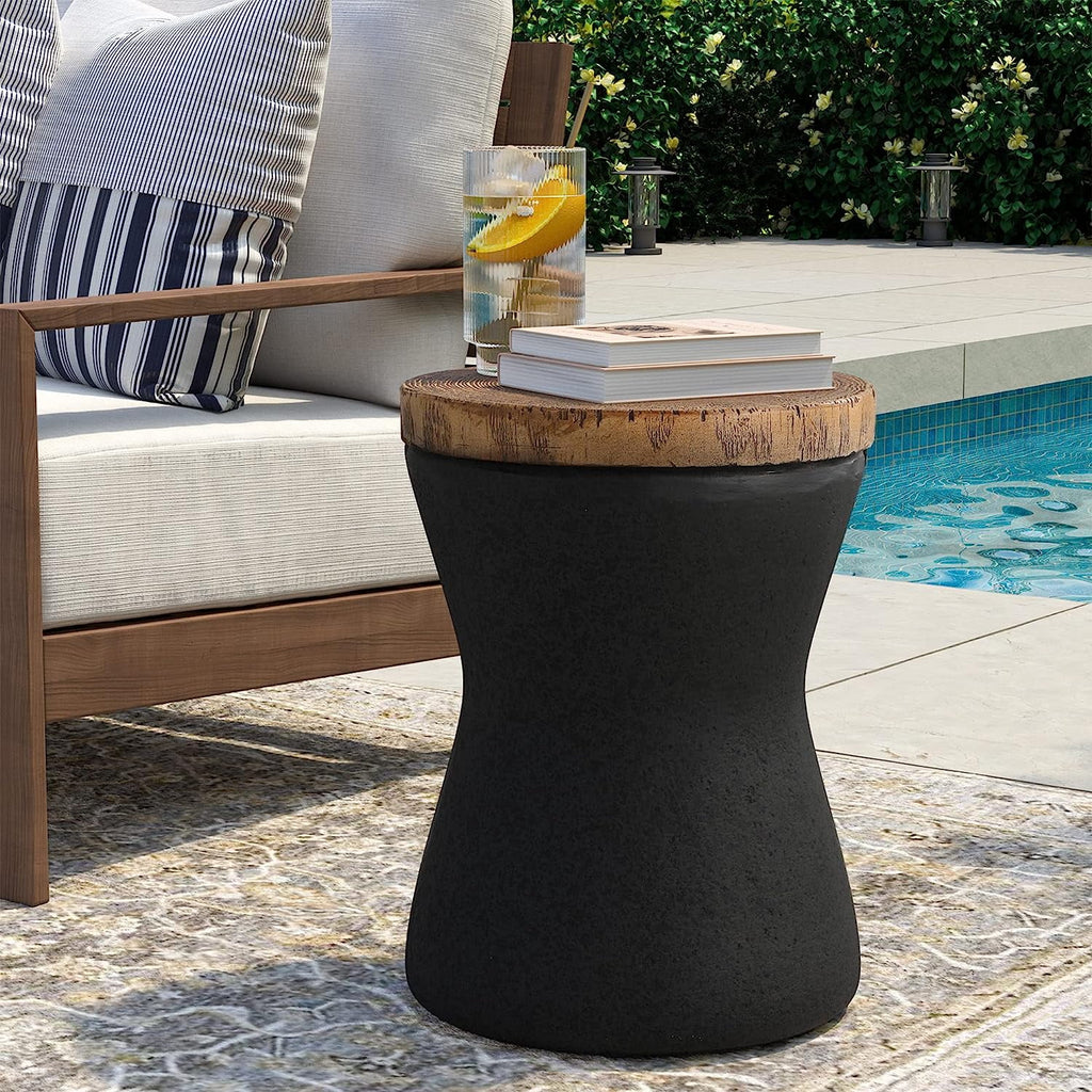 11" Hourglass Shaped Concrete Outdoor Accent Table N563924