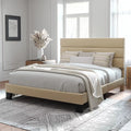 Queen Size Fabric Upholstered Platform Bed Frame Q591432