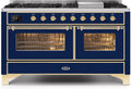 60 Dual Fuel Propane Gas Range in Blue with Brass Trim W181017