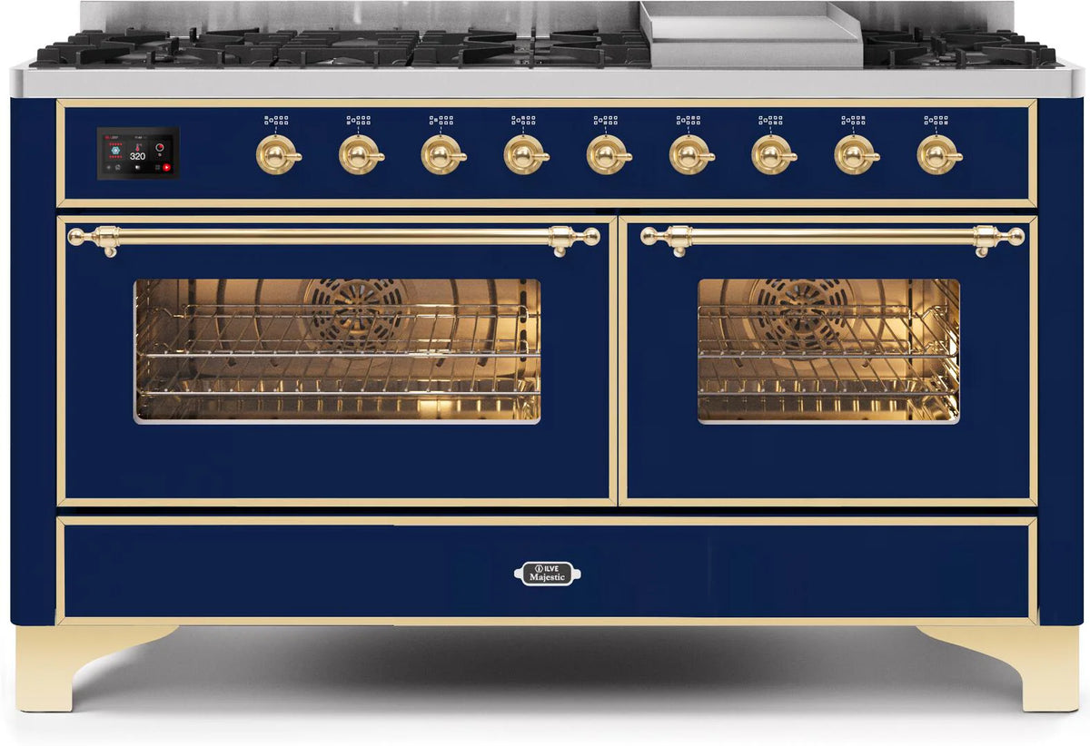 60 Dual Fuel Propane Gas Range in Blue with Brass Trim W181017