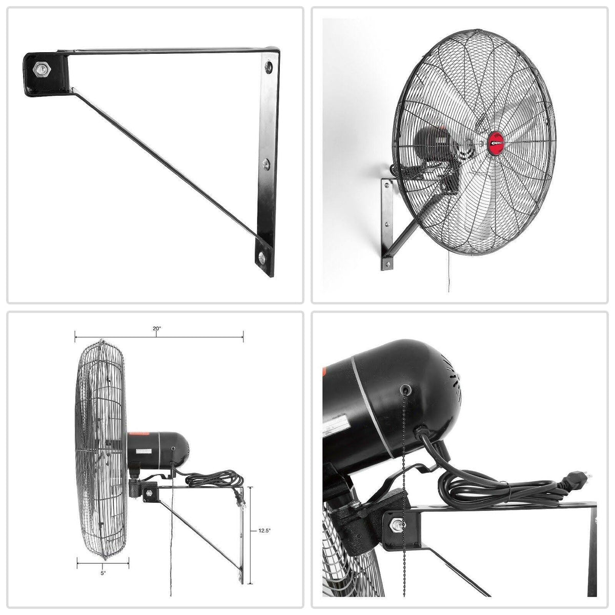 24 inch Oscillating Wall Mount Fan J42224