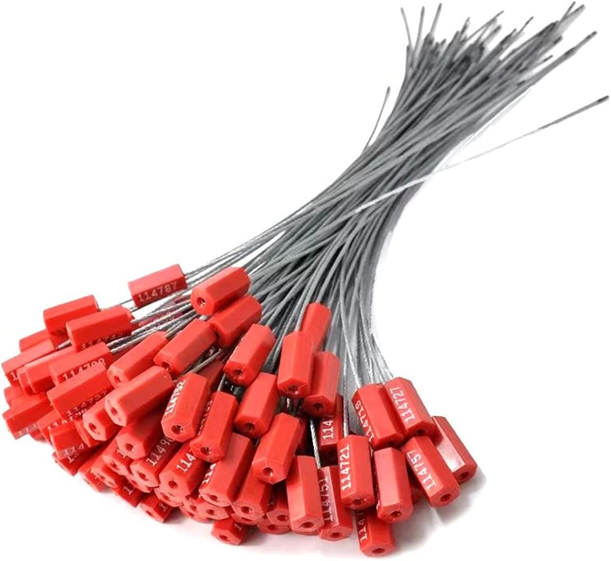 100 Pieces Tamper-Proof Steel Wire Container Tightening Cable Tags 340 mm Red O9580