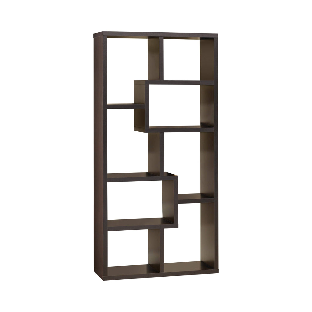8-Shelf Geometric Bookcase Cappuccino K309
