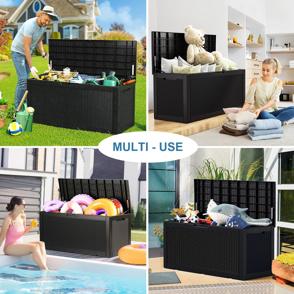 100 Gallon Rattan and Resin Outdoor Storage Box N17514