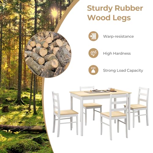 Solid Wood Dining Table and Chairs Set for 4 E823421